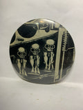 Three Figures Fixing Alien Ship  Button Pinback