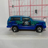 Blue Jeep Cherokee Skull Crossbones Matchbox Diecast Car