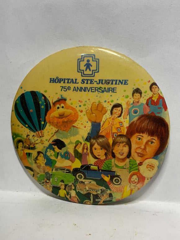 Hopital Ste-Justine 75th Aniversey Logo  Button Pinback
