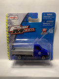 Blue Flat Bed City Lorry Fresh Metal 2018 Short Card Maisto Diecast Car