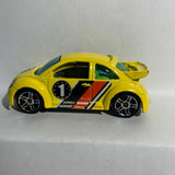 Yellow #1 Volkswagen New Beetle Cup Hot Wheels Diecast Car