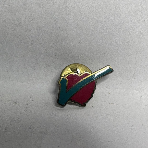 Green Check Mark Apple  Lapel Pin
