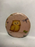 Owl Dragonfly Painting  Button Pinback
