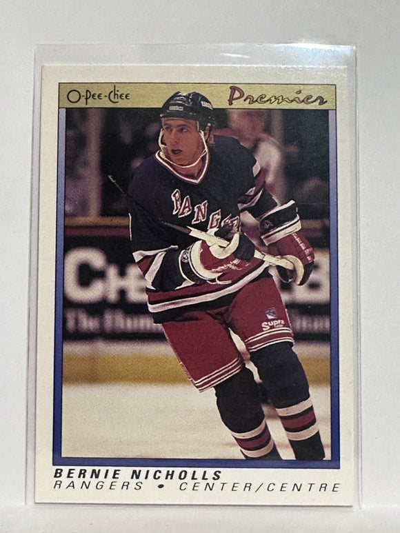 #83 Bernie Nicholls New York Rangers 90-91 O-Pee-Chee Premier Hockey Card