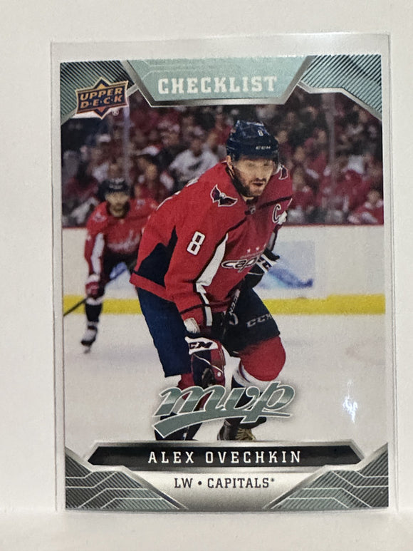#100 Alex Ovechkin Checklist Washington Capitals 19-20 Upper Deck MVP Hockey Card