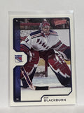 #144 Dan Blackburn New York Rangers 02-03 Upper Deck Victory Hockey Card