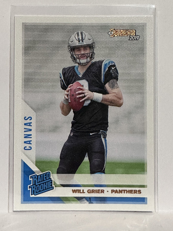 #305 Will Grier Rated Rookie Canvas Carolina Panthers 2019 Donruss Football Card