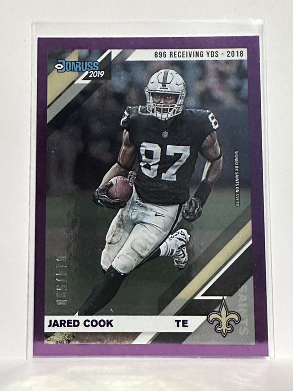#196 Jared Cook 14/500 Purple New Orleans Saints 2019 Donruss Football Card