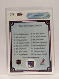 #315 Brian Leetch Checklist New York Rangers 90-91 Upper Deck Hockey Card