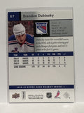 #67 Brandon Dubinsky New York Rangers 09-10 Upper Deck Series 1 Hockey Card