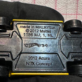 Yellow 2012 Acura NSX Concept ©2012 Hot Wheels Diecast Car