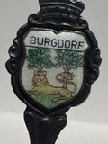 Burgdorf Switzerland Lion Crest Emblem Silver Plated  Souvenir Spoon