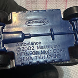 White Ambulance ©2002 Mcdonalds Matchbox Diecast Car