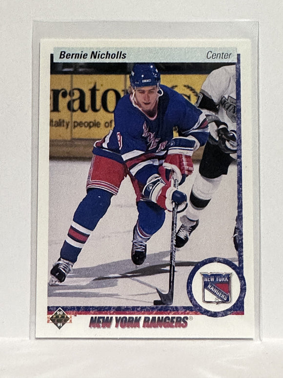 #34 Bernie Nicholls New York Rangers 90-91 Upper Deck Hockey Card