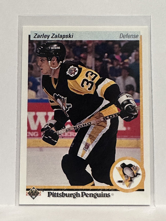 #33 Zarley Zalapski Pittsburgh Penguins 90-91 Upper Deck Hockey Card