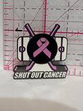 Shut Out Cancer Pink Ribbon Hockey Rink  Lapel Pin