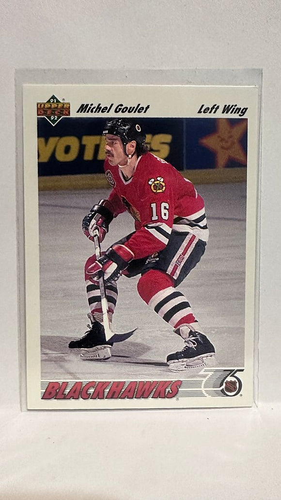 #374 Michel Goulet Chicago Blackhawks 91-92 Upper Deck Hockey Card