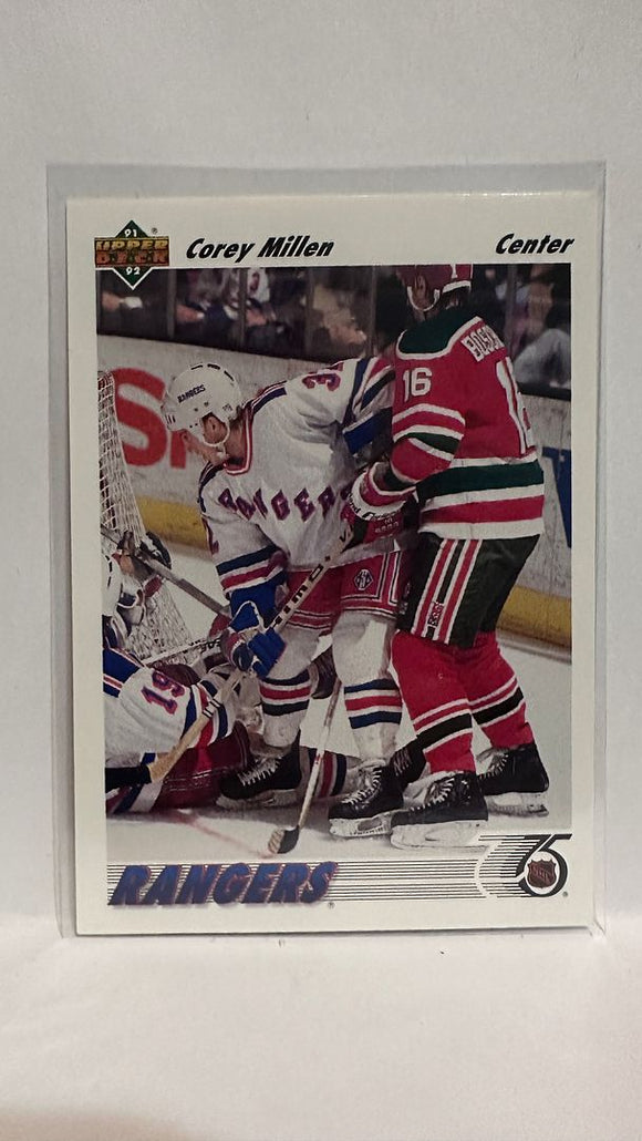 #110 Corey Millen New York Rangers 91-92 Upper Deck Hockey Card