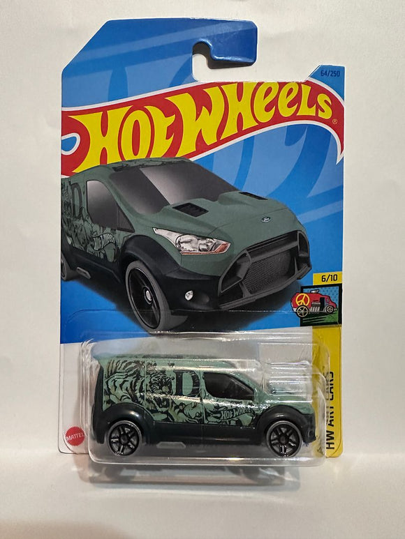 Green Tiger Ford Transit Connect 6/10 HW Art Cars HKK18 ©2021 64/250 Hot Wheels Diecast Car