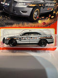 Silver Police Car Ford Police Intercepter 23/100 HKW90 ©2022 Matchbox Diecast Car
