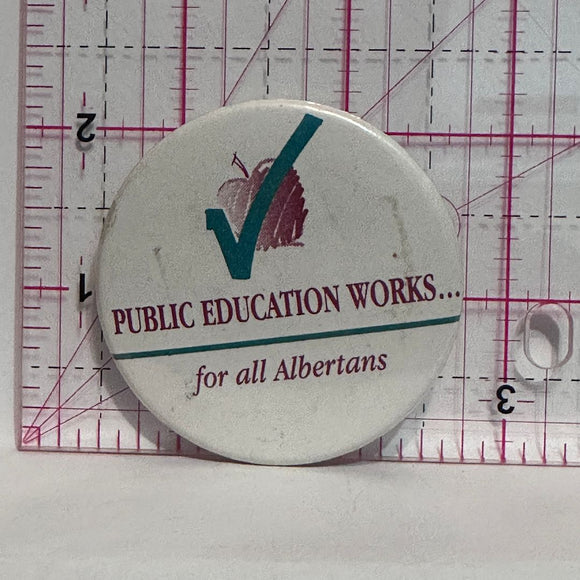 Public Education Works for all Albetans  Button Pinback