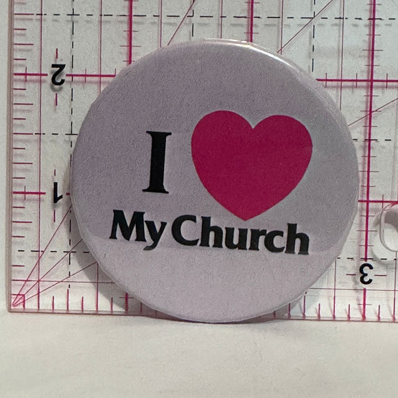 I Love Heart my Church  Button Pinback