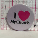 I Love Heart my Church  Button Pinback