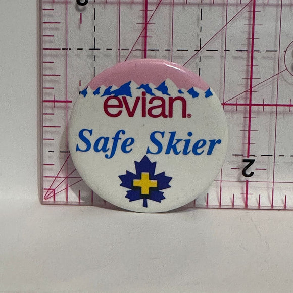 Evian Safe Skier   Button Pinback