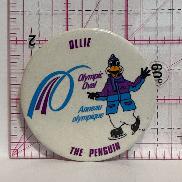 Ollie The Penguin Olympic Oval Anneau Olympique  Button Pinback