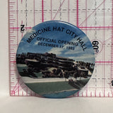 Medicine Hat City Hall Official Opening December 1983  Button Pinback