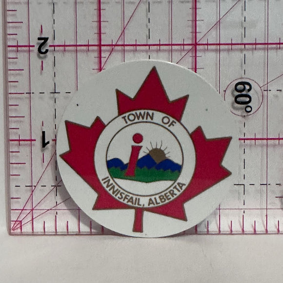 Town of Innisfail Alberta Maple Leaf  Button Pinback