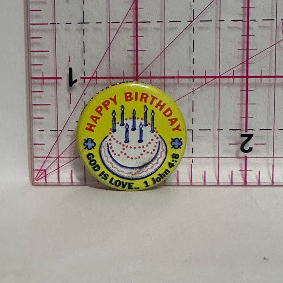 Happy Birthday God Is Love Cake  Button Pinback