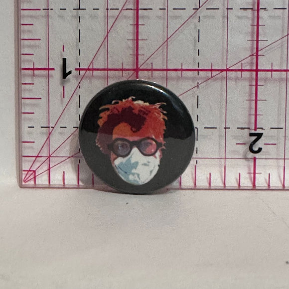 masked Glasses Man  Button Pinback