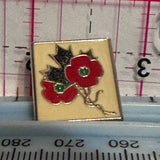 Maple Leaf Red Poppies Remeberance Day  Lapel Pin