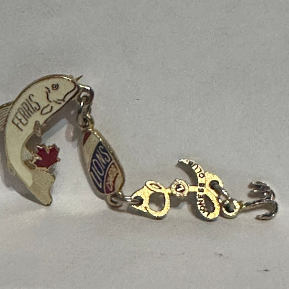 Ferris Lions Club Lioness Club Fishing Lure  Lapel Pin
