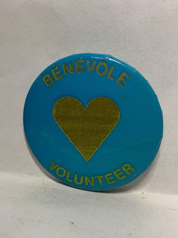 Benevole Volunteer Heart  Button Pinback