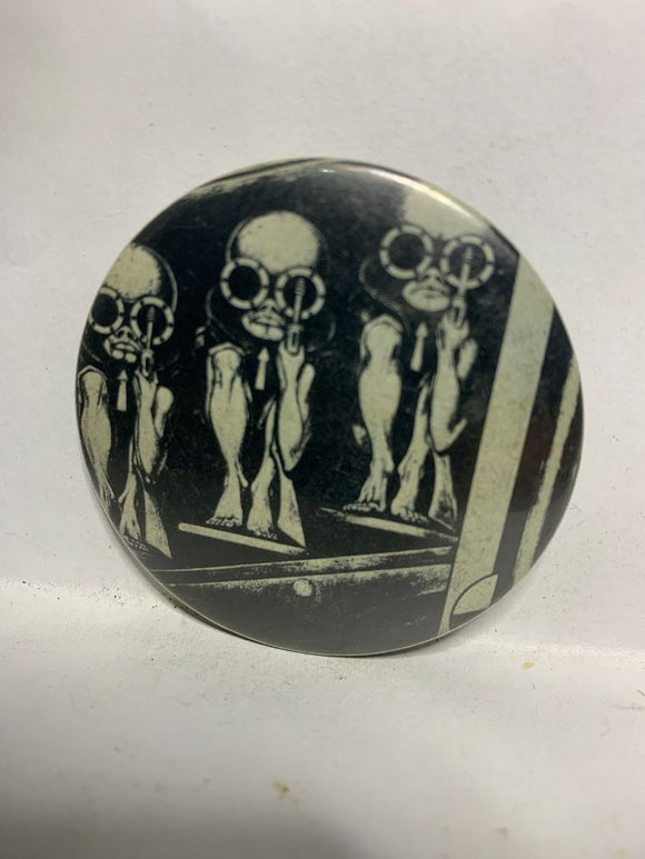 Three Figures Fixing Alien Ship  Button Pinback