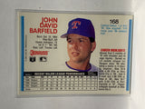 # 168 John Barfield  Texas Rangers 1992 Donruss Baseball Cards