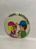 Viens Batissons Construction cartoon  Button Pinback