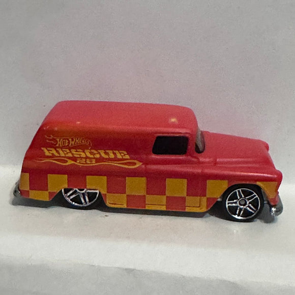 Red Rescue 28 55 Chevy Van 2006 Hot Wheels Diecast Car