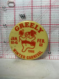 Greely 1986 Winter Carnival Mascot  Button Pinback
