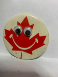 Canadian Maple Leaf Googly Eyes  Button Pinback