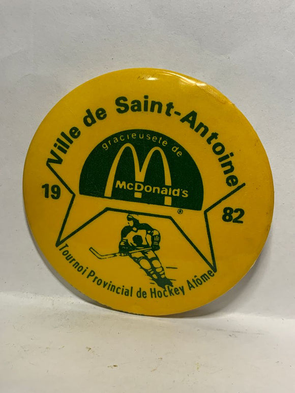 Ville de Saint-Antaire 1982 Atoms Hockey Mcdonalds  Button Pinback