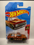 Brown Flames '67 Chevy C10 HW Flames FYC44 D7C3 2017 Long Card Hot Wheels Diecast Car