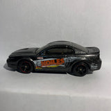Black 1999 Ford Mustang Koiles Burnout Lessons Hot Wheels Diecast Car