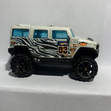 White Zebra Striped Hummer H2 Jungle Rally Hot Wheels Diecast Car