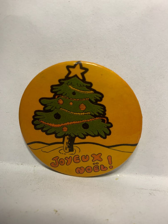 Joyeux Noel Christmas Tree  Button Pinback
