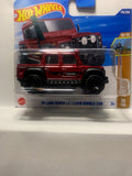 Red '15 Land Rover Defender Double Cab Yokohama HW Dirt JBB06 N521 2024 Short Card Hot Wheels Diecast Car