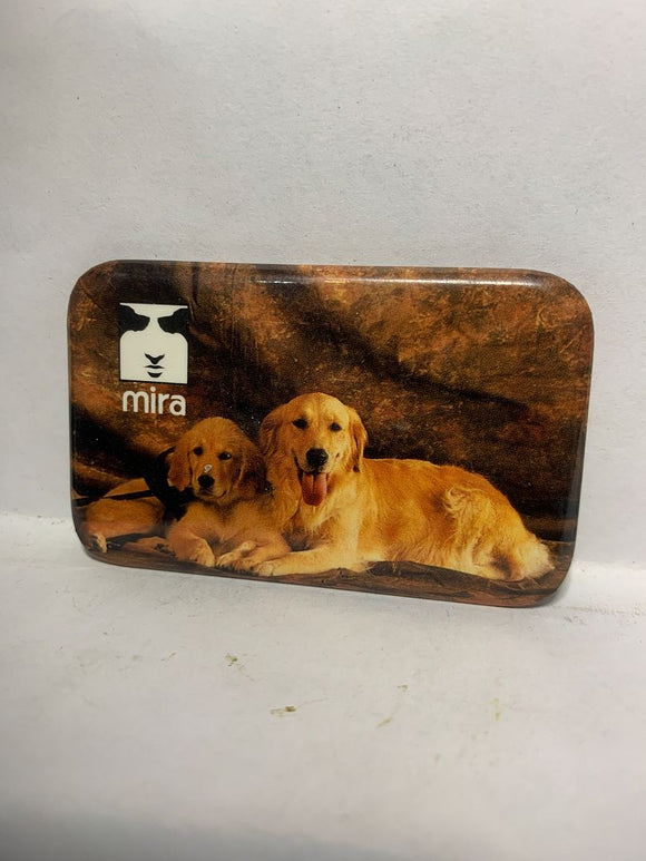Mira Two Golden Retrievers Logo  Button Pinback