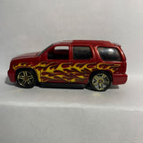 Red Flames '07 Cadillac Escalade Hot Wheels Diecast Car
